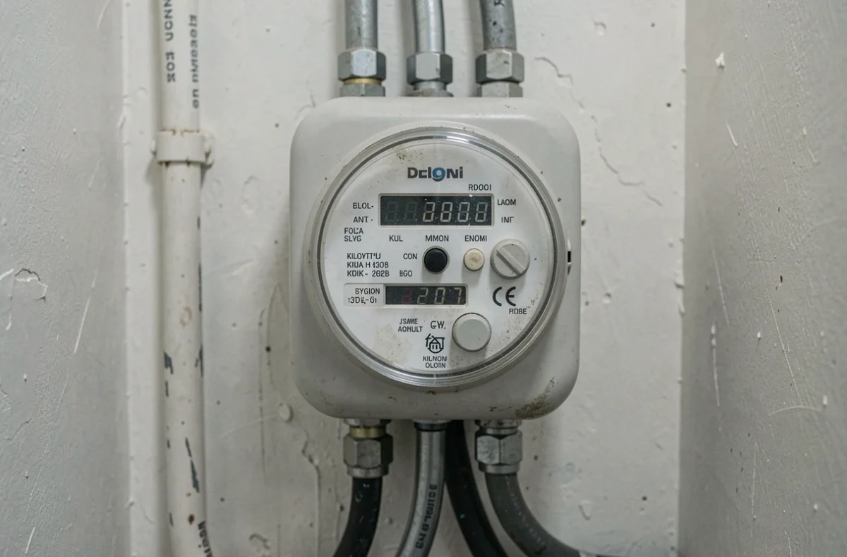 Compteur électrique numérique affichant la consommation en kilowattheures à 1000 watts