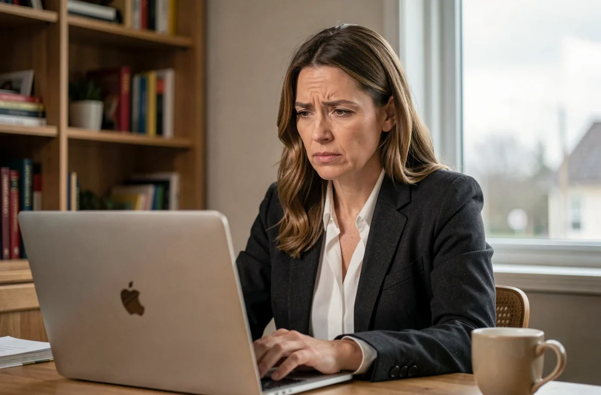 Femme en télétravail se demandant si son employeur peut surveiller son écran d'ordinateur depuis son domicile
